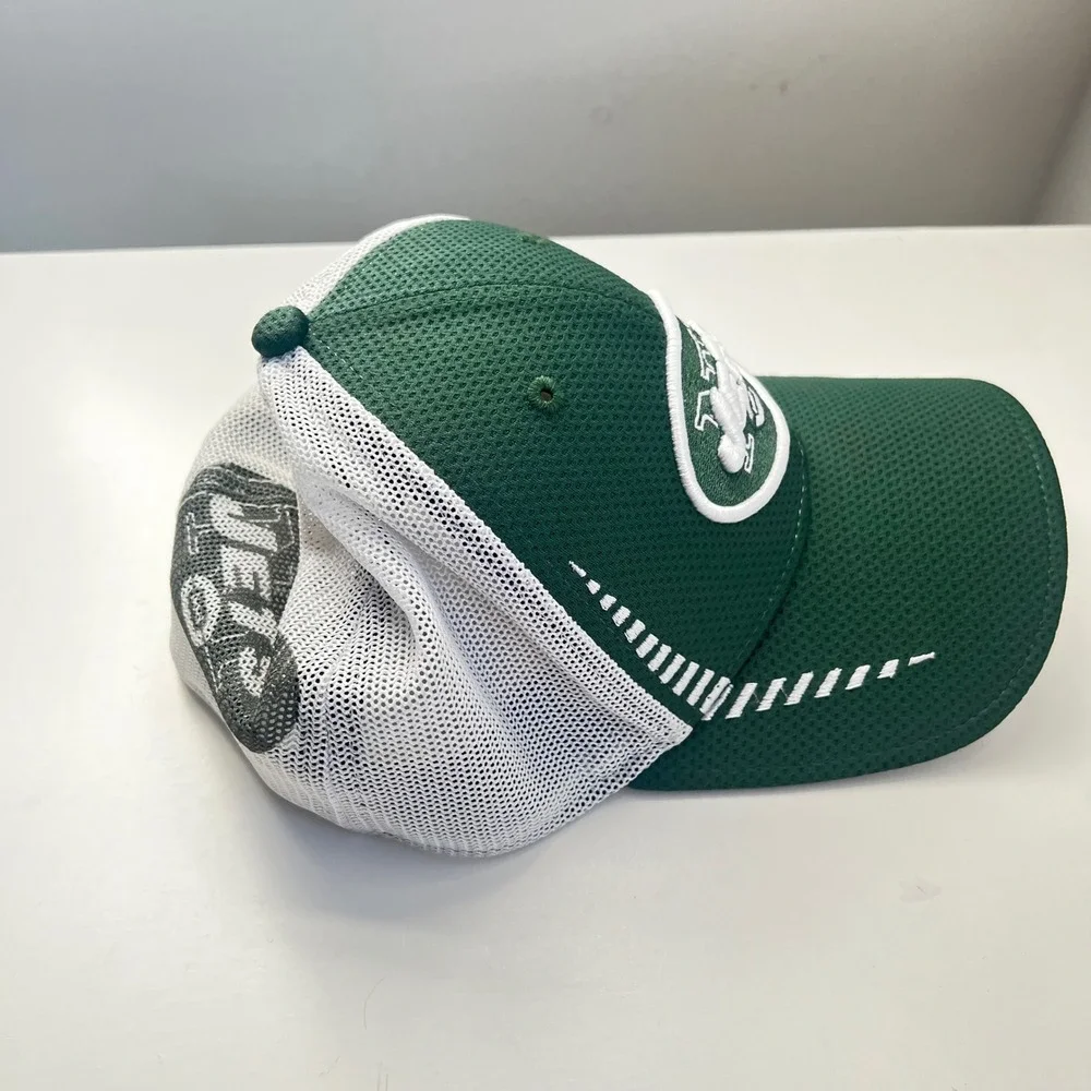 New York Jets New Era 39THIRTY Stretch Fit Hat Green White Mesh NFL Cap S/M